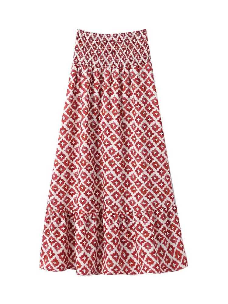 Two Piece Dress Fashion Printed Halter Skirt Sets for Women Slvel Backl Crop Top A Line Skirts Suits Summer Lady Beach Holiday Outfit Y2503150NG0