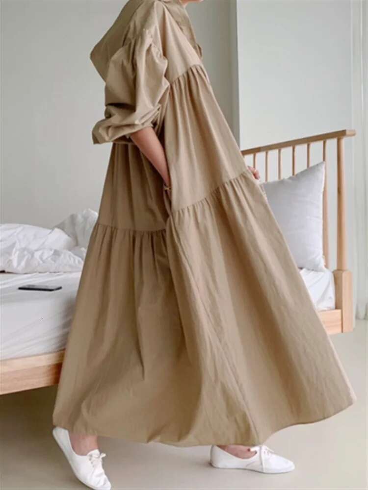 2025 new hooded oversized women's shirt dress designer fashion bubble sleeves solid color casual loose straight tube long skirt women's spri