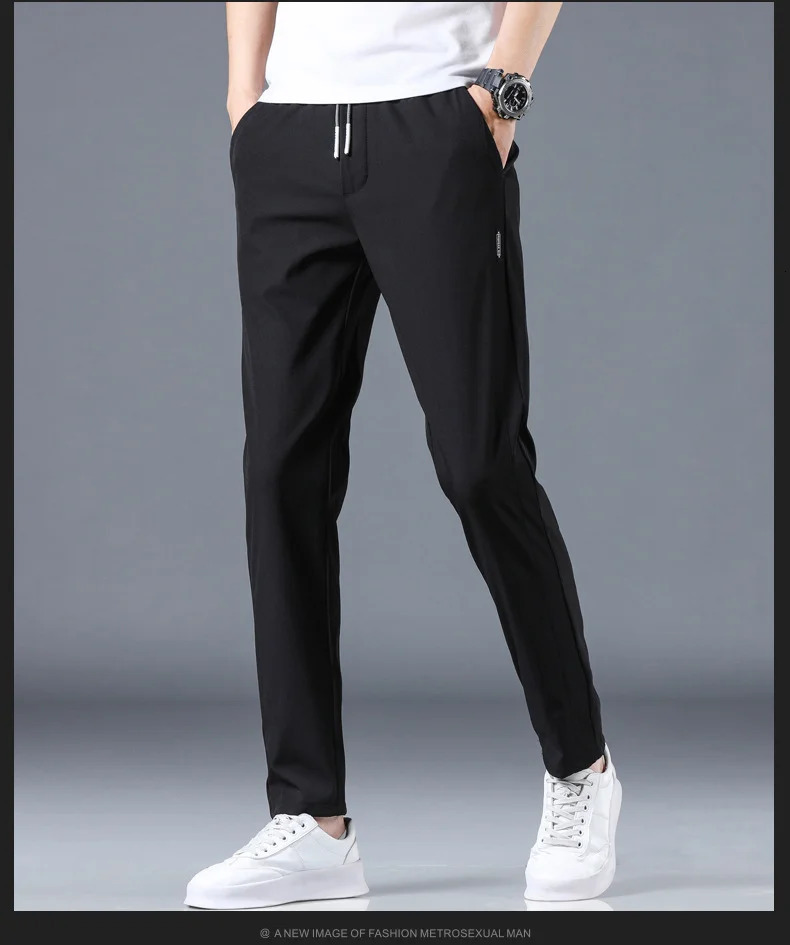 Ordinary thin business casual high elasticity breathable straight leg oversized sports version mens pants 250311