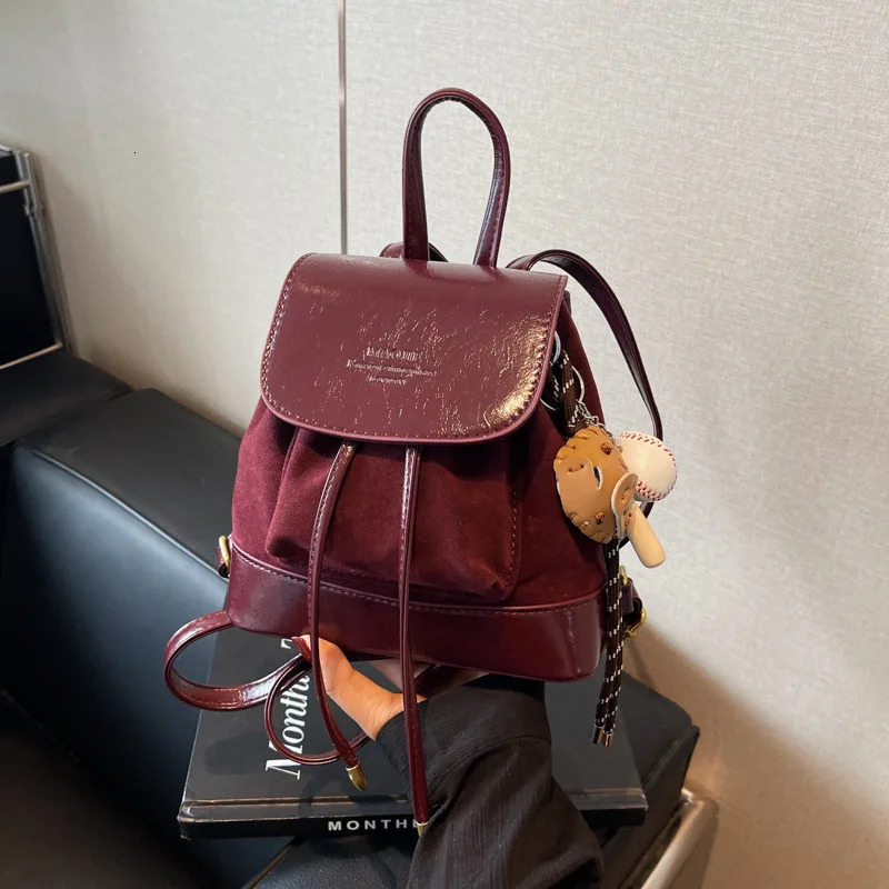 Autumn New and Winter Suede Womens Versatile Small Mini Travel Backpack 250313