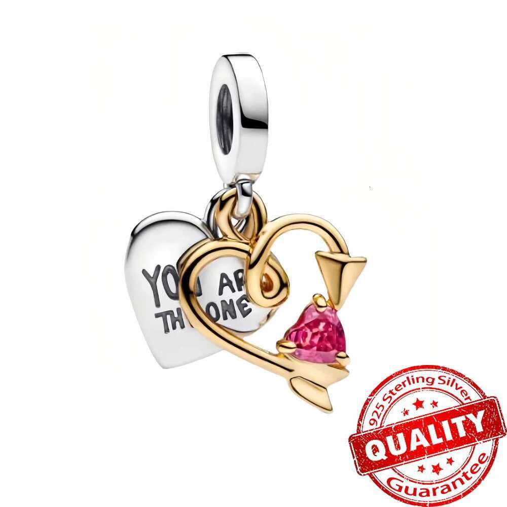 Gold Series 925 Sterling Silver Crystal Ball Love Heart Envelope Rose Pendant Fit DIY Bracelet Necklace Women's Jewelry Gifts wholesale