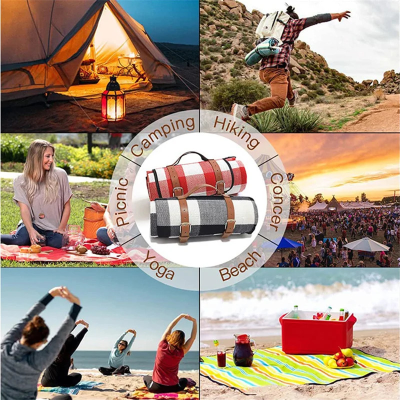200x200cm Outdoor Picnic Blankets Mats Camping Foldable Pad Blankets with Leather Handle Waterproof Beach Camping Accessories 250311 - view 5
