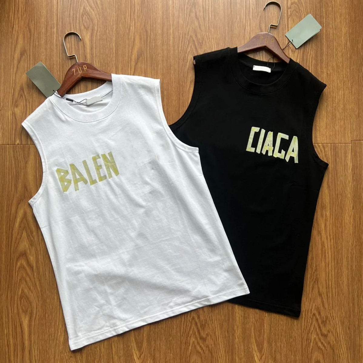 Paris Designer Mens T Shirts waistcoat Letter Gummed paperPrint sleeveless High Street Loose Oversize Casual 100% Pure Cotton For Men And Women Shorts vest