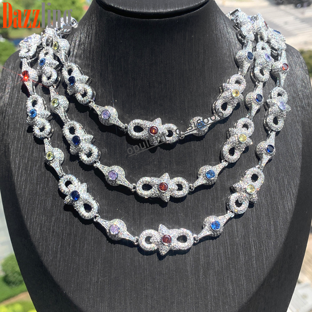 New Star Eye Pendant Necklace with moissanite Inlaid Infinite Cuban Bracelet for Women and Men Hip Hop Fashion Versatile Jewelry