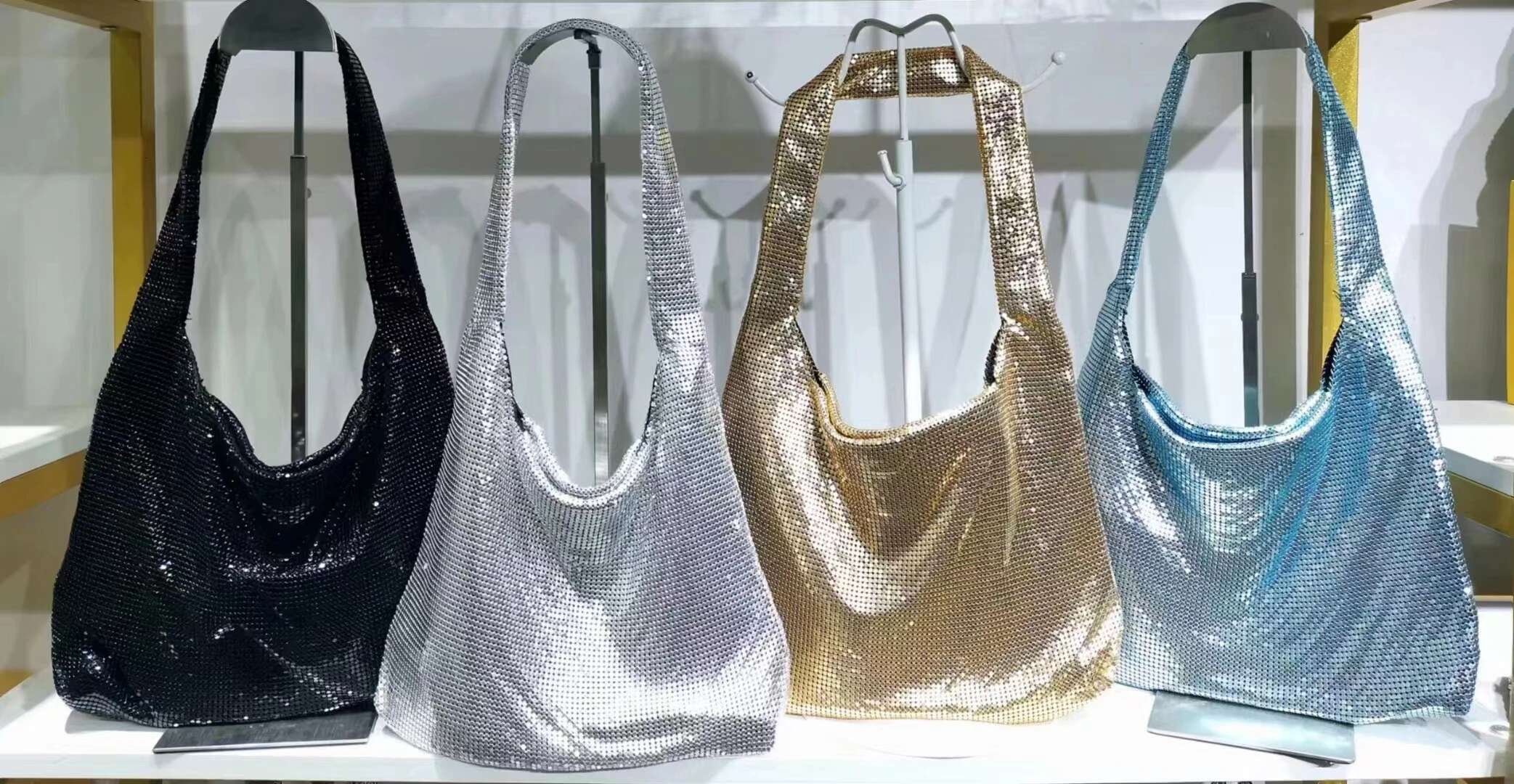 Fashion Metallic Purses And Designer For Women 2022 New Handbags Gold Sier Bags