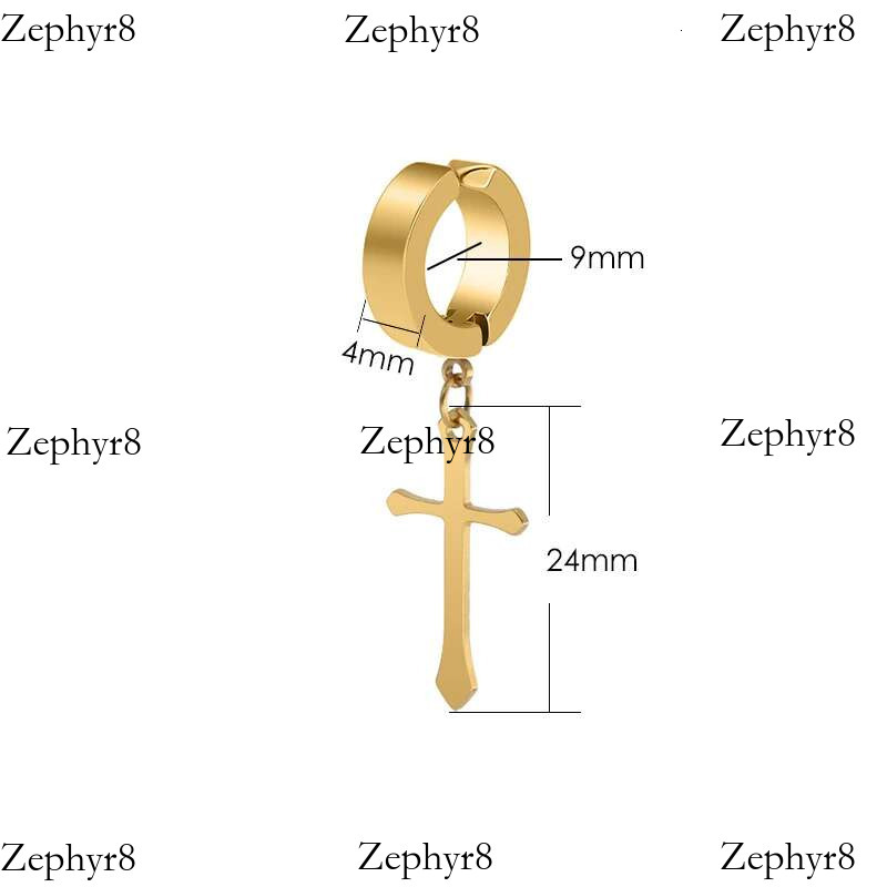 2025 New model Fashion Titanium Cross Ear Clip For Men Women Stainless Steel Punk Black Single Earring Fake Earrings Jewelry