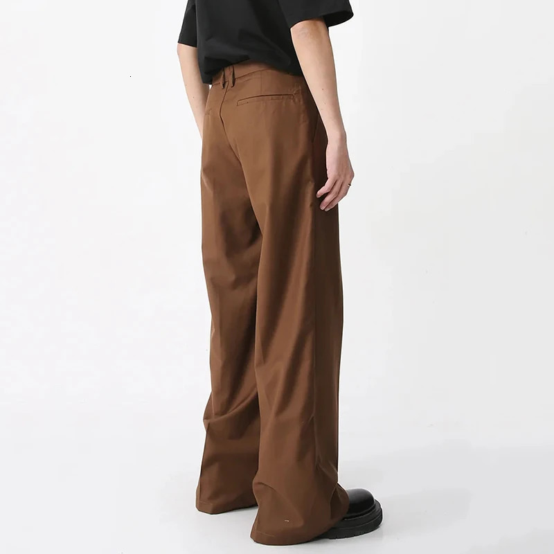 IEFB Mens Spring Loose Straight Pants Korean Fashion Simple Solid Color Mens Casual Mens Wide Legs 9A6959 250314