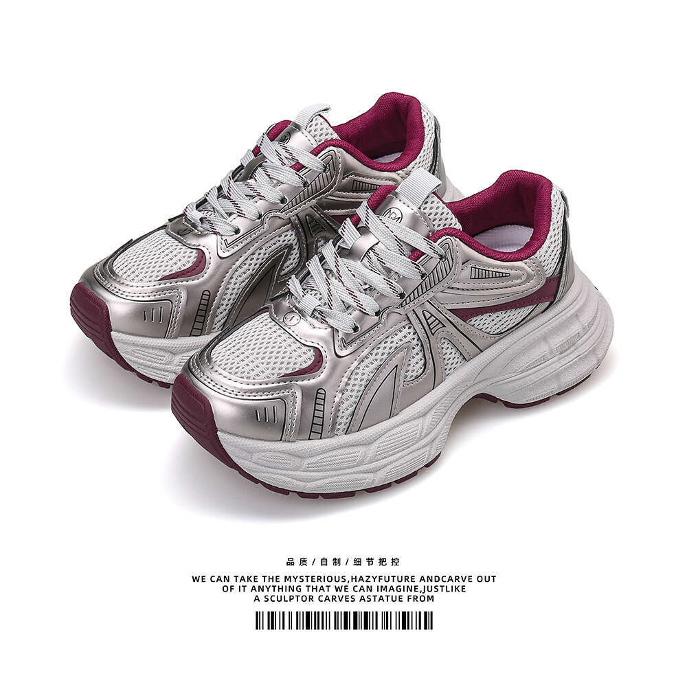 Women's 2025 spring new Korean version breathable sports in trendy student casual thick sole height increasing dad shoes women