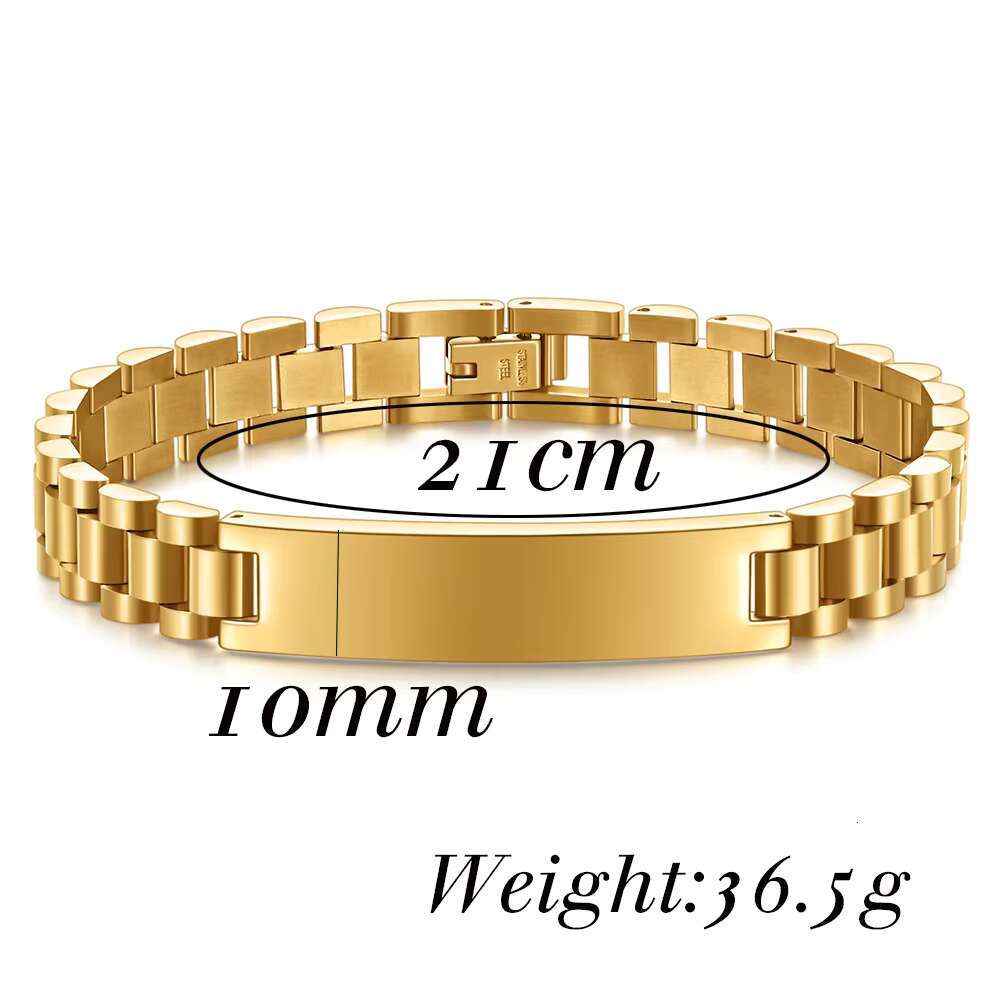 2025 New model Customize Punk Cuban Watch Chain Gold Plated Bracelet 10MM Hip Hop Titanium Steel Bracelets Wholesale Bangle
