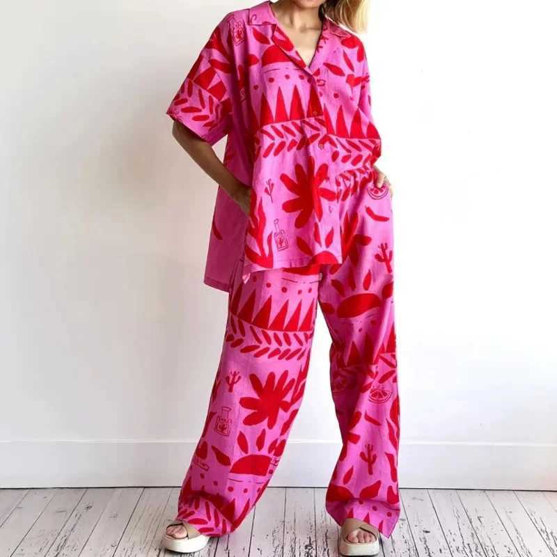 Two Piece Dress 3D Rose Red Printed Linen Womens 2025 SpringSummer New Collection European and American Fashion Elegant Printed Cardinals Flip Collar 