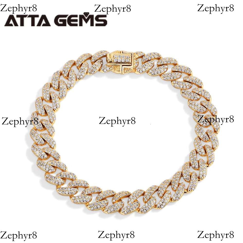 2025 New model ATTA Sterg Sier Full Moissanite Cuba Chain for Man Women WIth Gold Plated Tennis Bracelets Fine Jewelry