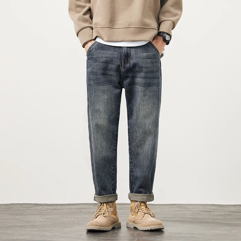Mens jeans pocket pants loose harem mens clothing streetwear fashionable pockets patch work large oversized 250312
