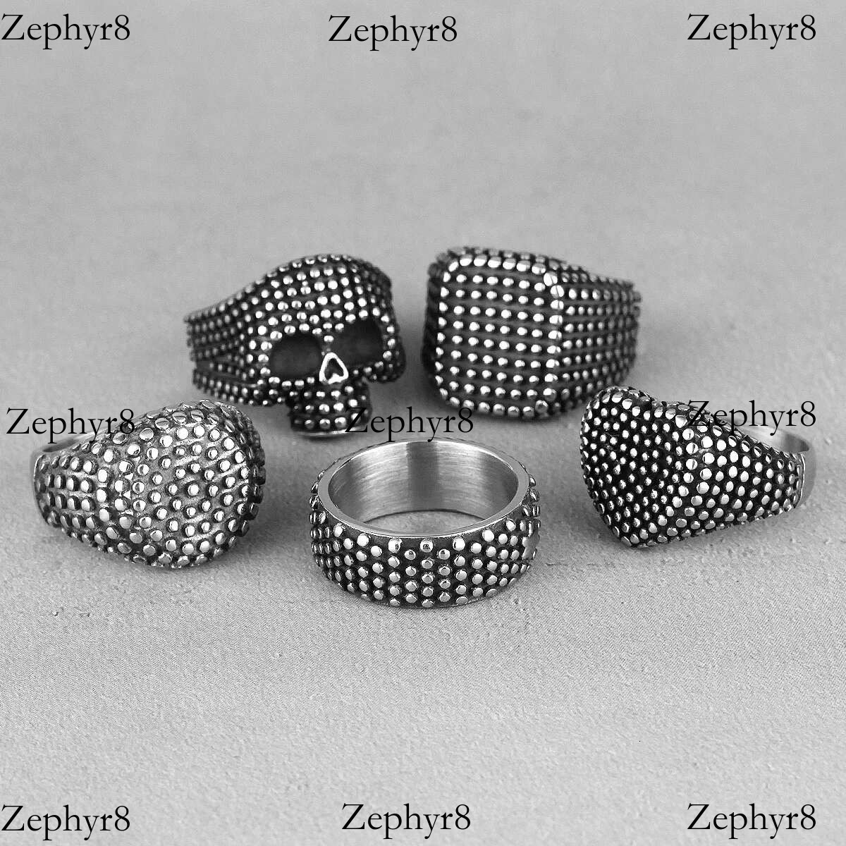 2025 New model Retro Black Spot Geometry Skull Stainless Steel Mens Rings Simple for Male Boyfriend Biker Jewelry Creativity Gift Wholesale