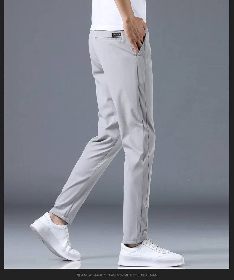 Ordinary thin business casual high elasticity breathable straight leg oversized sports version mens pants 250311