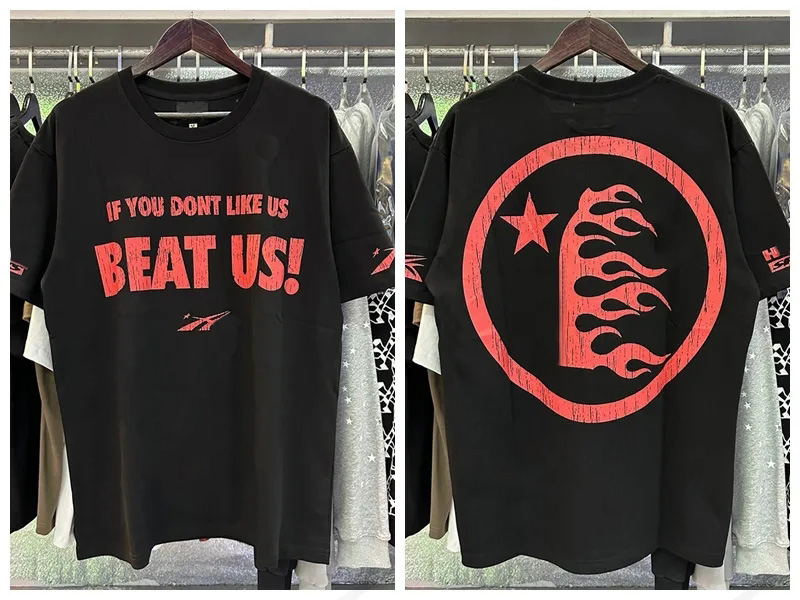 New American trendy brand Printed Mens tees High street fashion creative T-shirt fun gaze eyes printed double yarn pure cotton casual short sleeved T-shirt