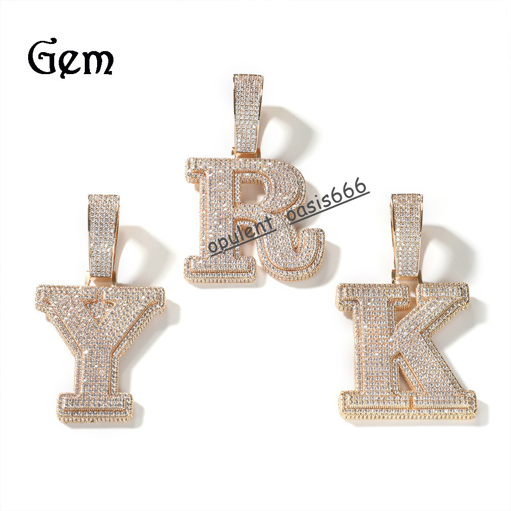 Custom Mossanite Pendant 26 letters Initial Name Letter 925 Sterling Silver Hiphop Moissanite Pendant