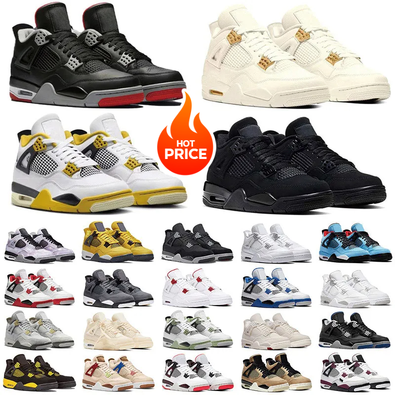 basketball shoes Designer Black Cat Metallic Gold 4s 4 Military White Bred ReimaginedSail Red Cemt Thunder Oreo Cool Grey University Blue Pine for m and