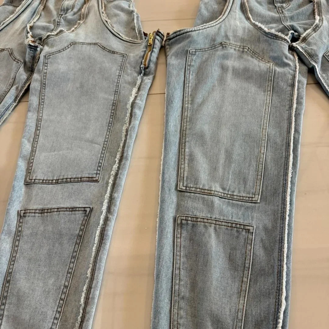Jeans Women Hollow Out Straight Pants High Strecth Zipper Fly Irregular Ankle Length Trousers Female Streetwear Denims 250314