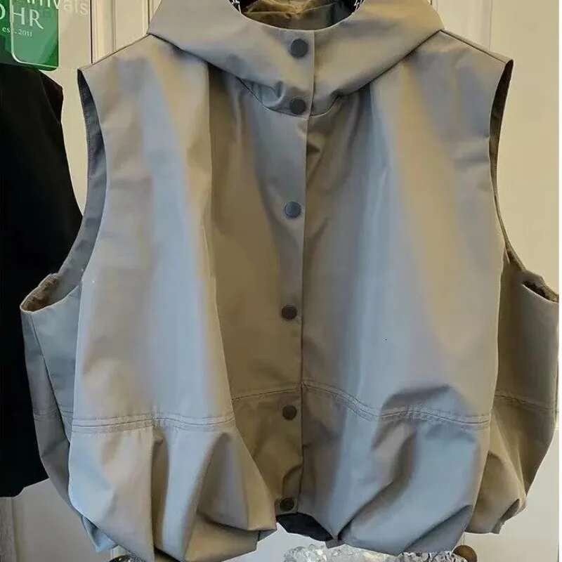 2025 new vest women's hooded jacket designer fashionable single breasted loose casual Korean style for salesimple and fully equipped, breathable 