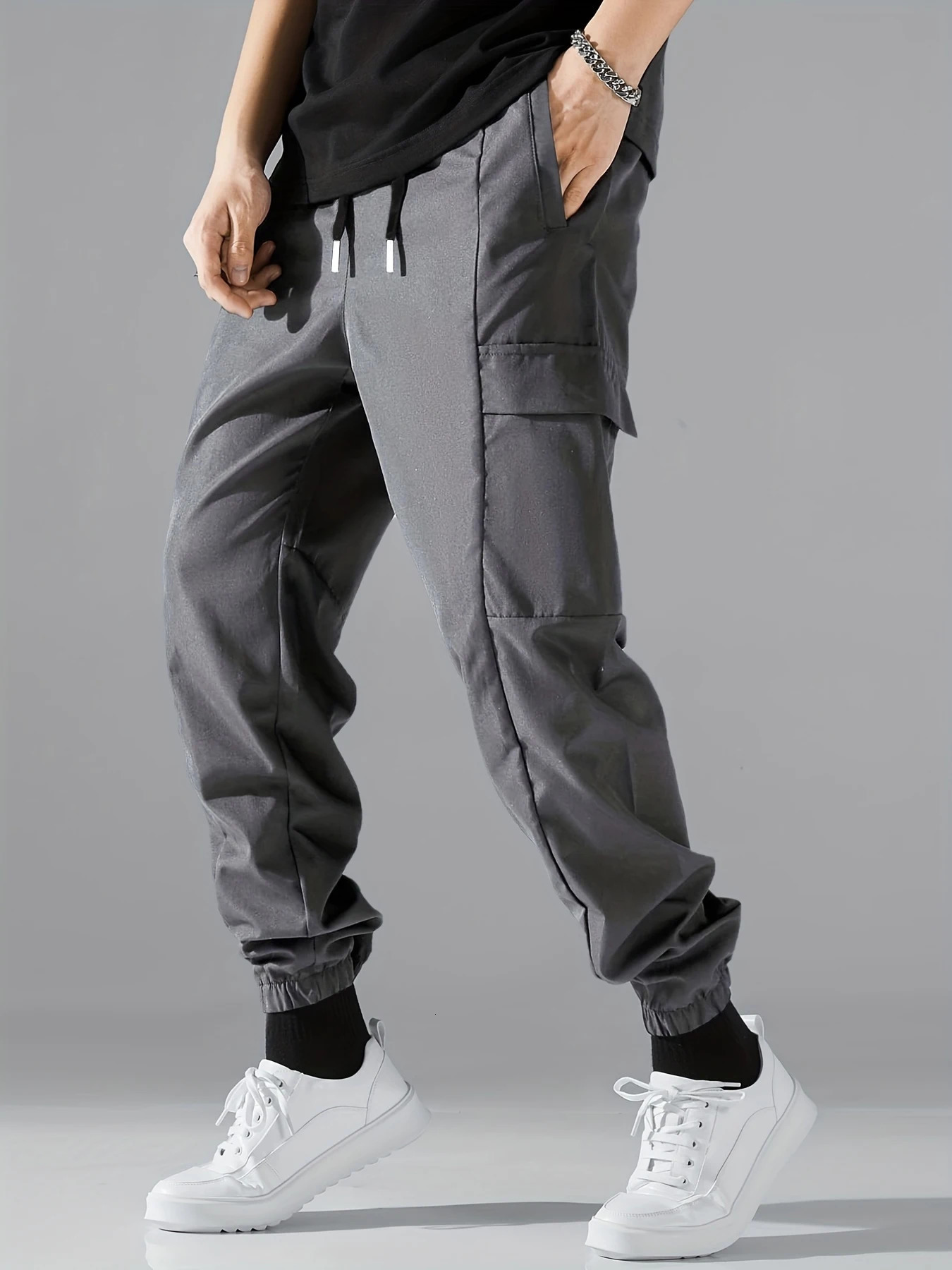 Mens casual spring and autumn thin outdoor pants youth sportswear hiking multi pocket Trousers 250311