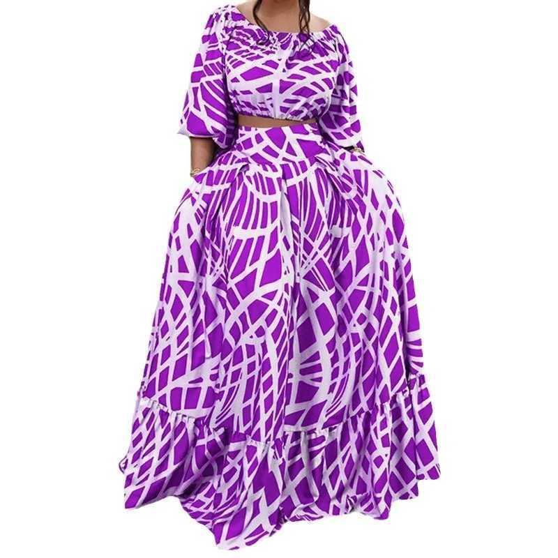 Two Piece Dress 2025 Spring And Summer European And American Fashion Commuting Womens Clothes Elegant Printed Slim Skirt Casual Loose Suit Y250315OW1L