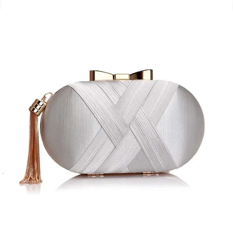 Emerald Tassels Evening Bag Women Elegant Tail Party Clutch Purse Solid Color Gold Metal Frame Woven Sac Main Mariage