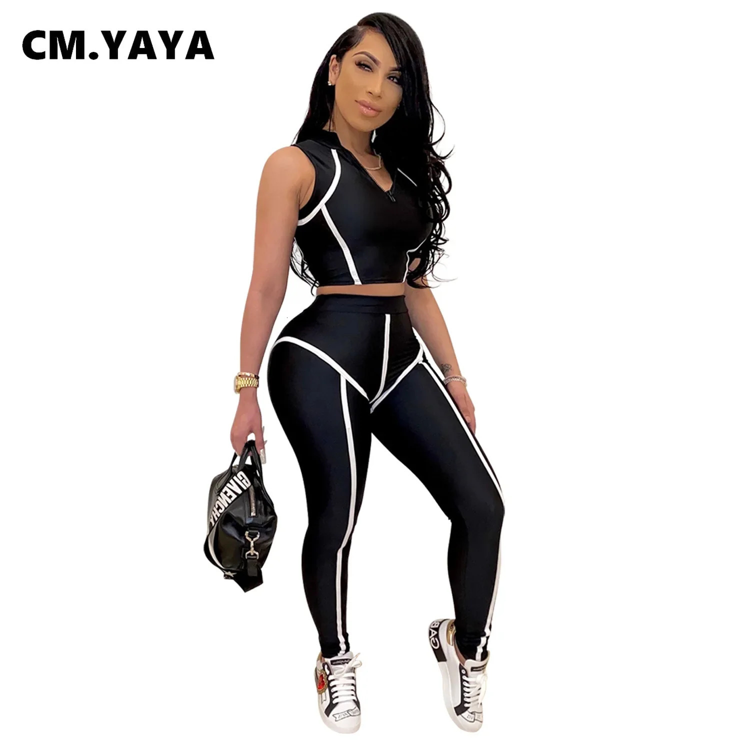 Women Sets Summer Tracksuits Slim Sleeveless Skinny Crop TopsPants Suit Two Piece Set Night Club Outfits 2 Pcs Street GL3503 250314