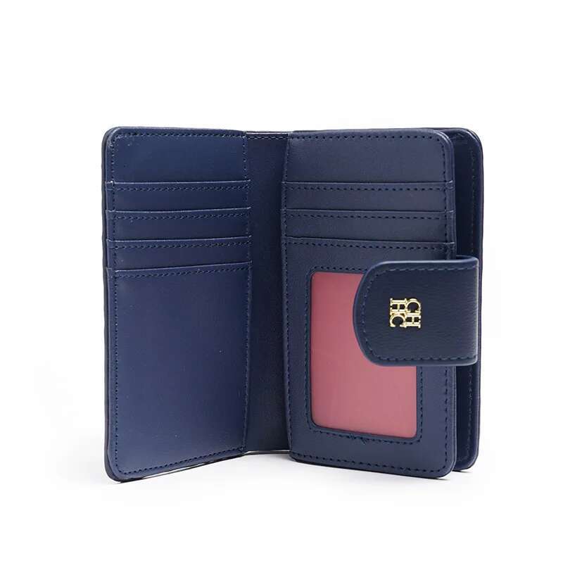 CH Pure Colour Letter Printed Style Card Premium Simple Design Fashion Women's Short Wallet