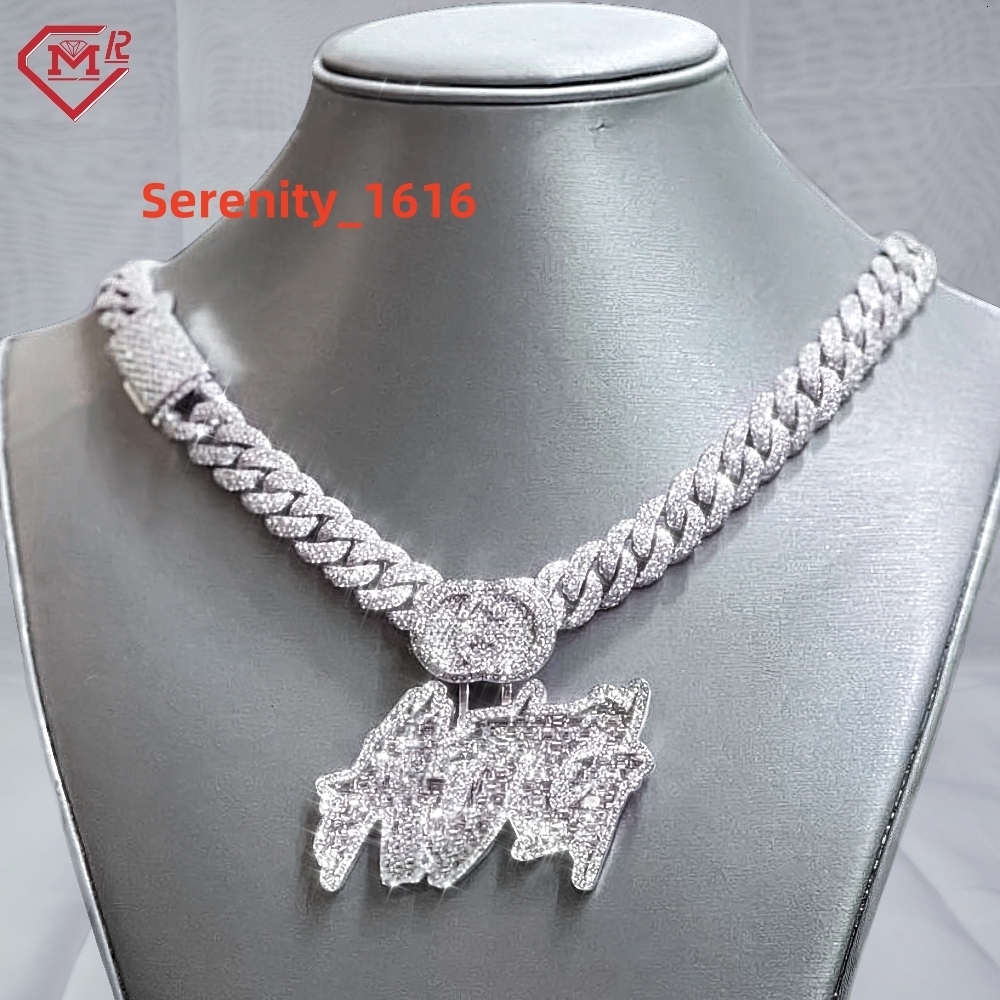 Hip Hop Luxury Custom Mossanite Letter Pendant 925 Silver Buss Down Fully Iced Out Moissanite Pendant