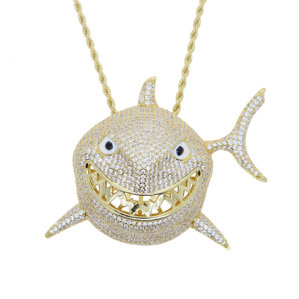 Factory Price Punk Jewelry Fashionable Cuban Iced Out Shark Pendant Pendant Necklace for Men Gift