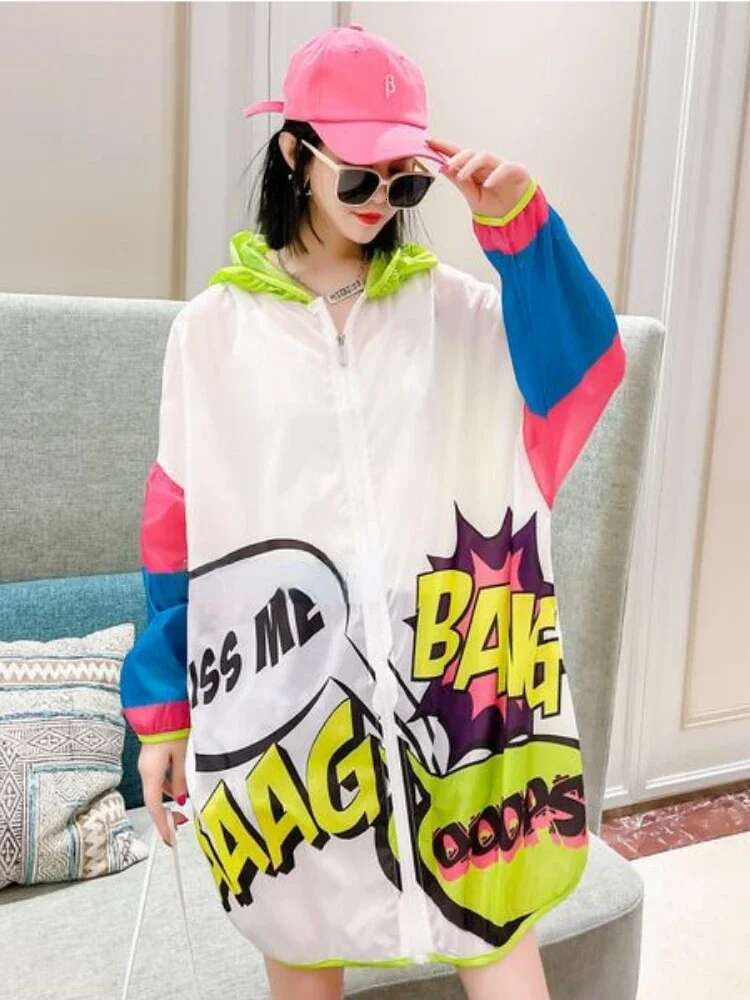 2025 new long sleeved hooded jacket women's zipper streetwear designer fashion sportswear sun protection clothing outdoor thin jacket Korean fash