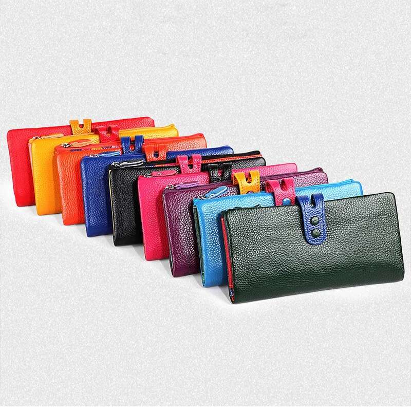2025 New Women's Leather Long Handbag, Women's Wallet Designer Fashion Zipper Pocket, Colorful Mobile Wallet, Women's Folding Bag3