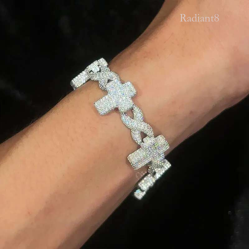 TUHE High Quality Classic Unisex Cross Moissanite For Sier Bracelet Hip Hop Jewelry Gift