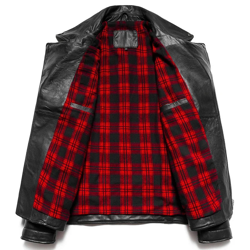 Black Cowhide Genuine Leather Jacket Men Motocycle Jackets Soft Bomber Riding Biker Clothing Autumn Coat 250311