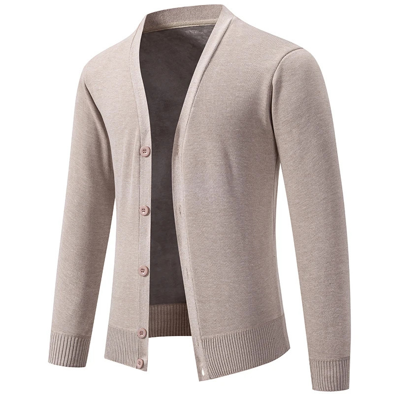 2024 Mens Sweater Cardigan Business Casual Classic Vneck Solid Color Korean Fashion Trend Knitwear 250311