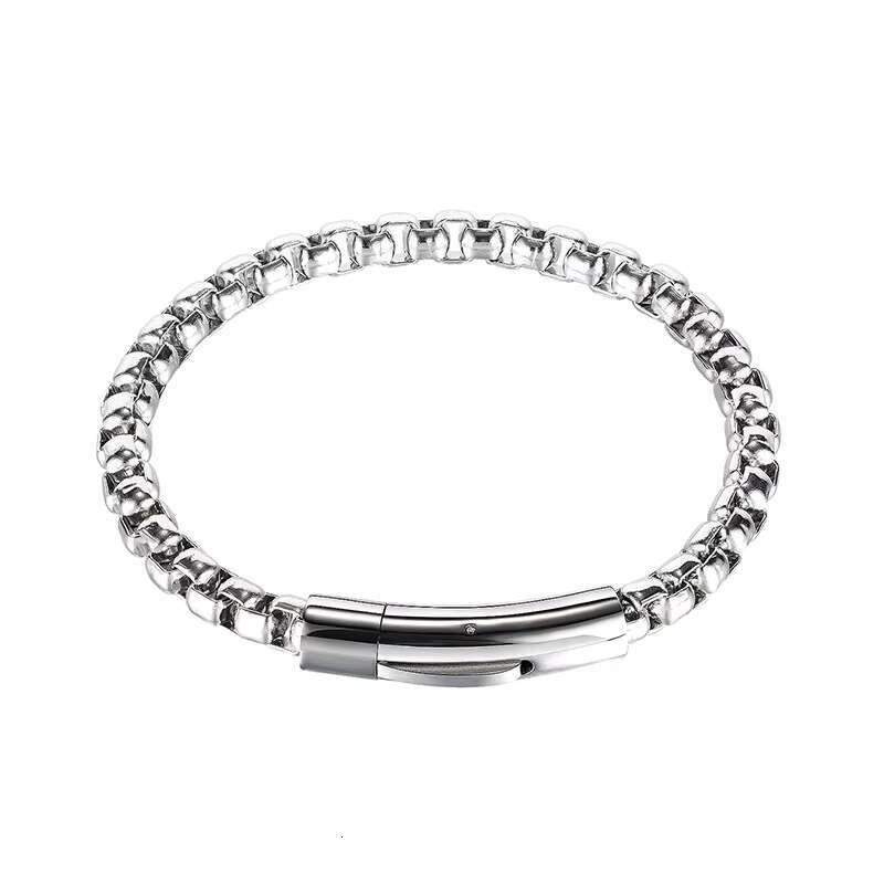 2025 model Punk Stainless New Box Chain Buckle Bracelet Personality Trend Hip Hop Titanium Steel Jewelry