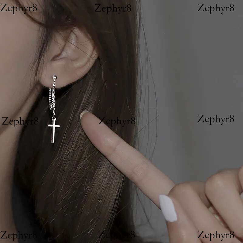 2025 New model Punk Sier Color Cross Drop Earrings for Women Men Gothic Hip Hop Long Tassel Hanging Earring Jewelry Gift Bijoux