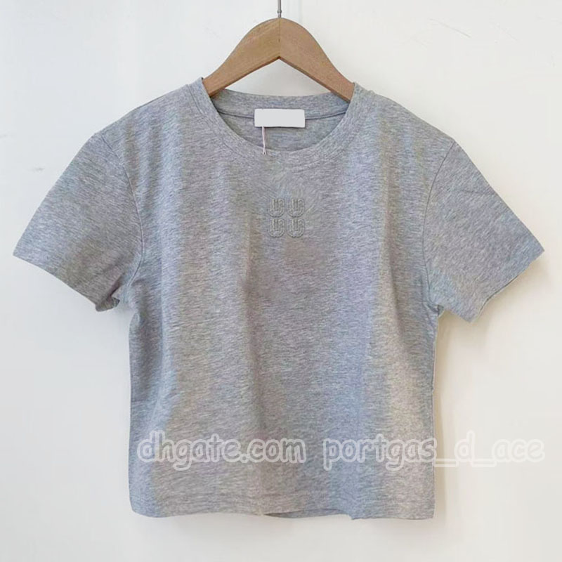 Designer Women Cropped t Shirt White Short Sleeve Round Neck Tees Summer Daily Street Style Sports Tops