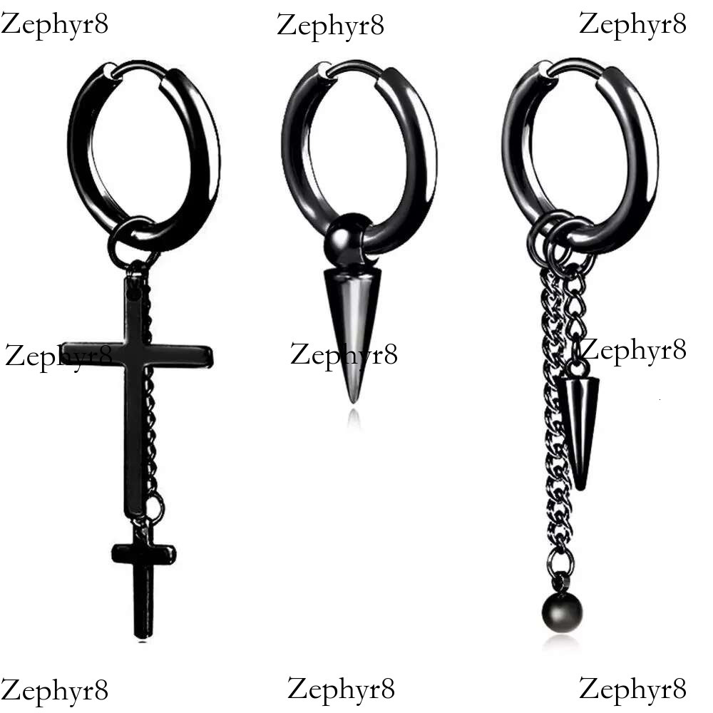 2025 New model Kpop Men Women With Charm Ball Cone Dangles Black Stainless Steel Hip Hop Punk Earrings for Teens