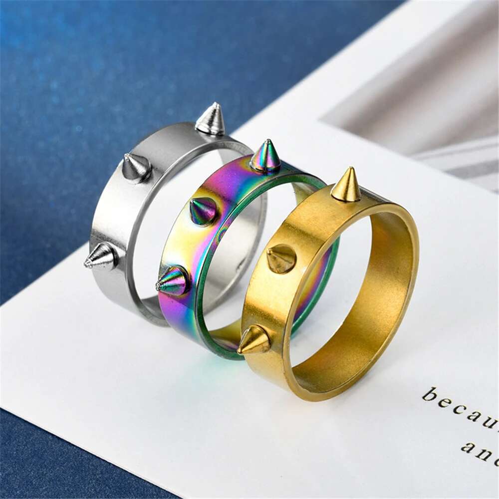 2025 New model Gothic Stainless Steel Ring Punk Style Men's and Women's Thorn Jewelry Rock Hip Hop Student Rings