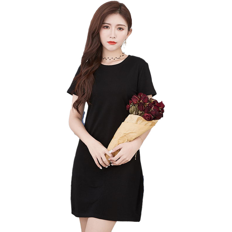 CL2130 Slim Korean Fashion Summer 2024 New Women's Temperament High Waist T-shirt Dress