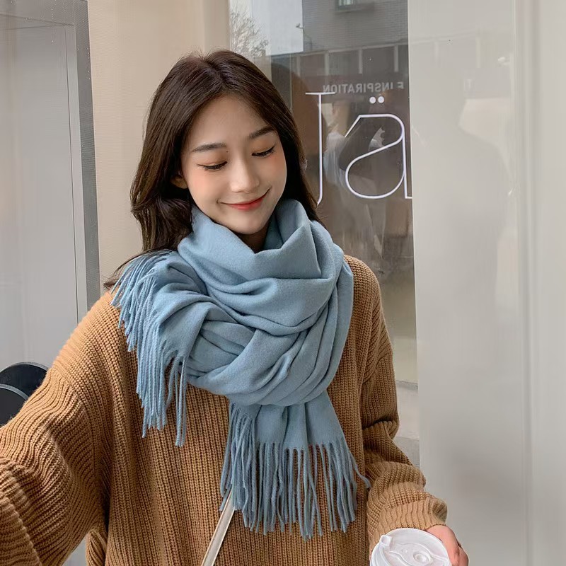 K135 Wool scarf for women autumn and winter 2024 new style solid color shawl winter cashmere scarf men's imitation cashmere scarf