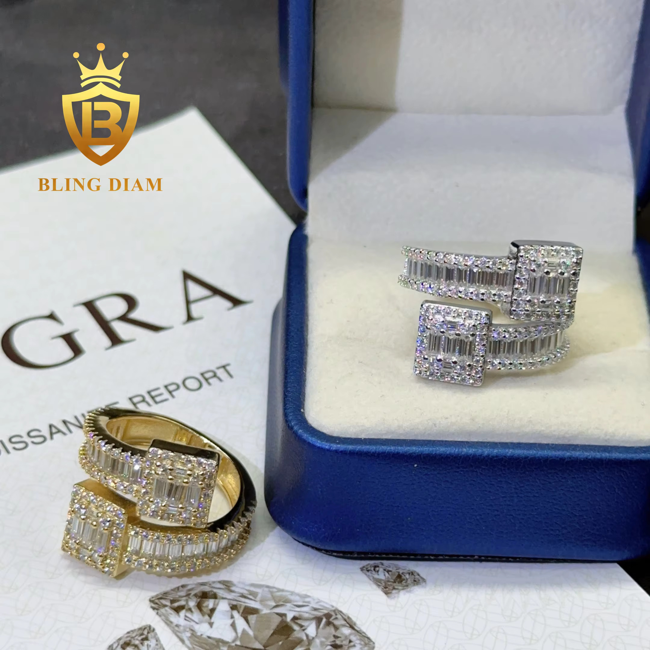 Drop Shipping Fashion Jewelry Many Style 925 Sterling Silver Iced Out Hip Hop Ring Man Moissanite Rings