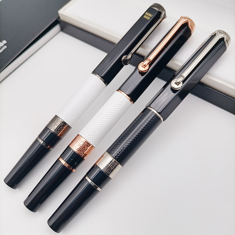 Limited Special Edition Elizabeth Series black resin Pens 6836/9000 barrel Luxury Rollerball Pen writing supplies Gift Plush Pouch