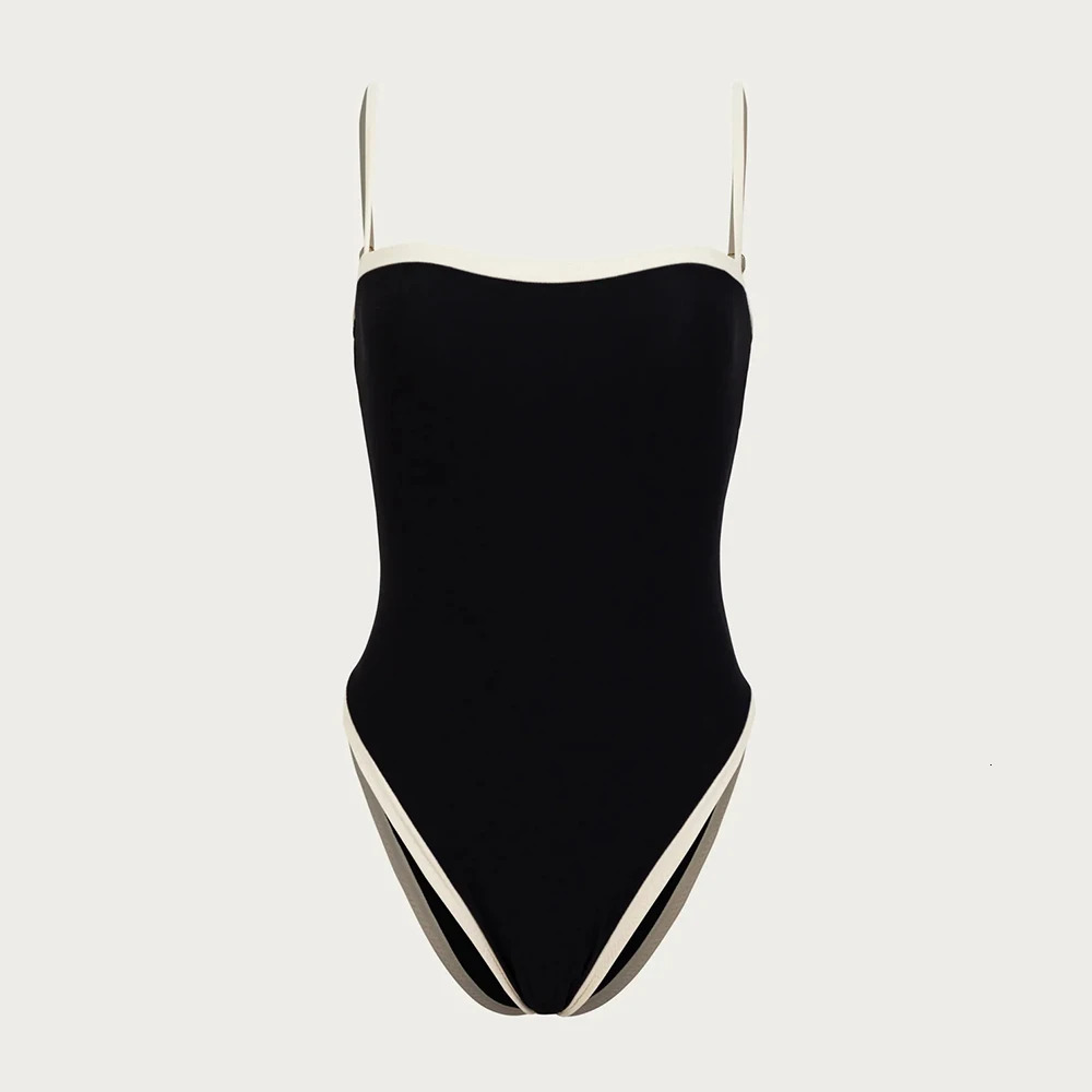 One Piece Swimsuit Vintage Retro Swimwear Women Swimsuit Bandeau Bathing Suit Beachwear Monokini Female Swimming Suits 250314