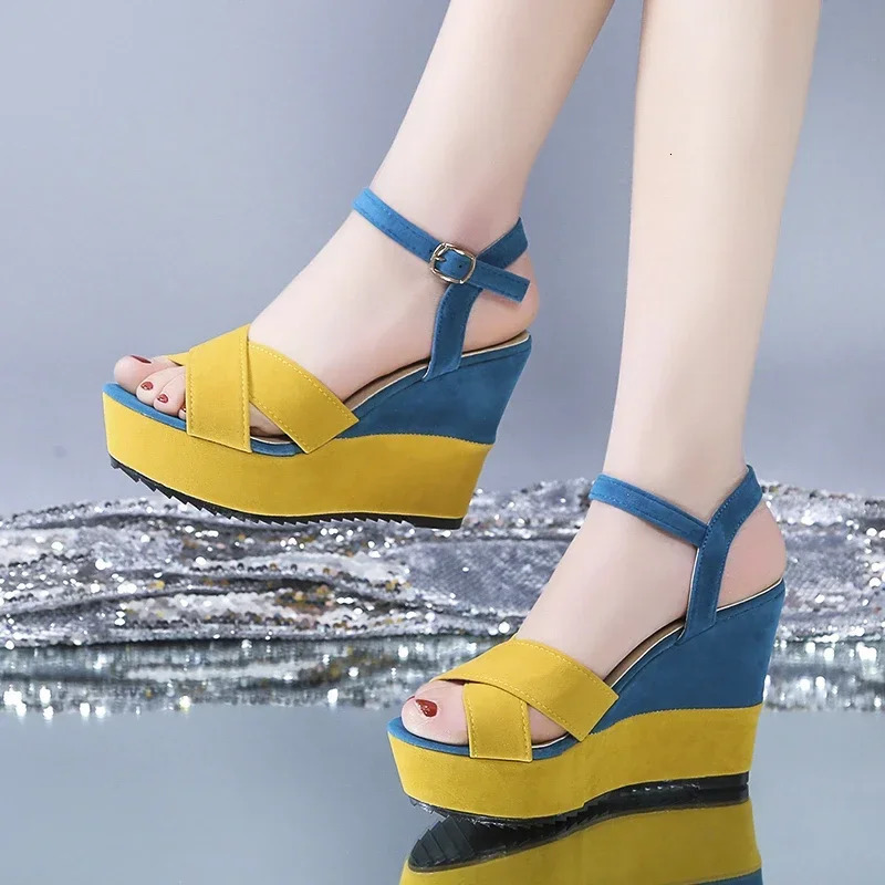 Women Shoes Platform Sandals Women Peep Toe High Wedges Heel Ankle Buckles Sandalia Espadrilles Female Sandals Shoes 250314