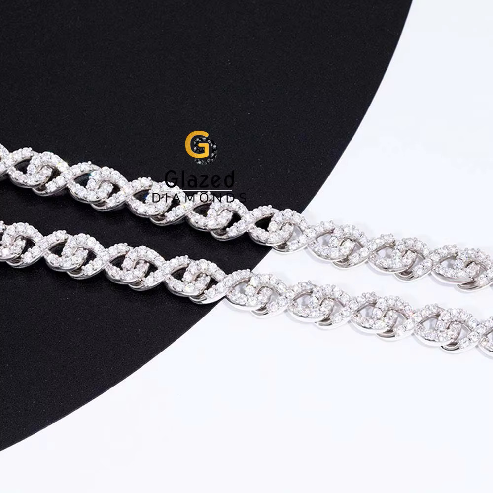 Amazing Hip Hop Chain Crafted From 10kt White Gold and Adorned With Sparkling Moissanite Diamonds Enhances Your Appearance
