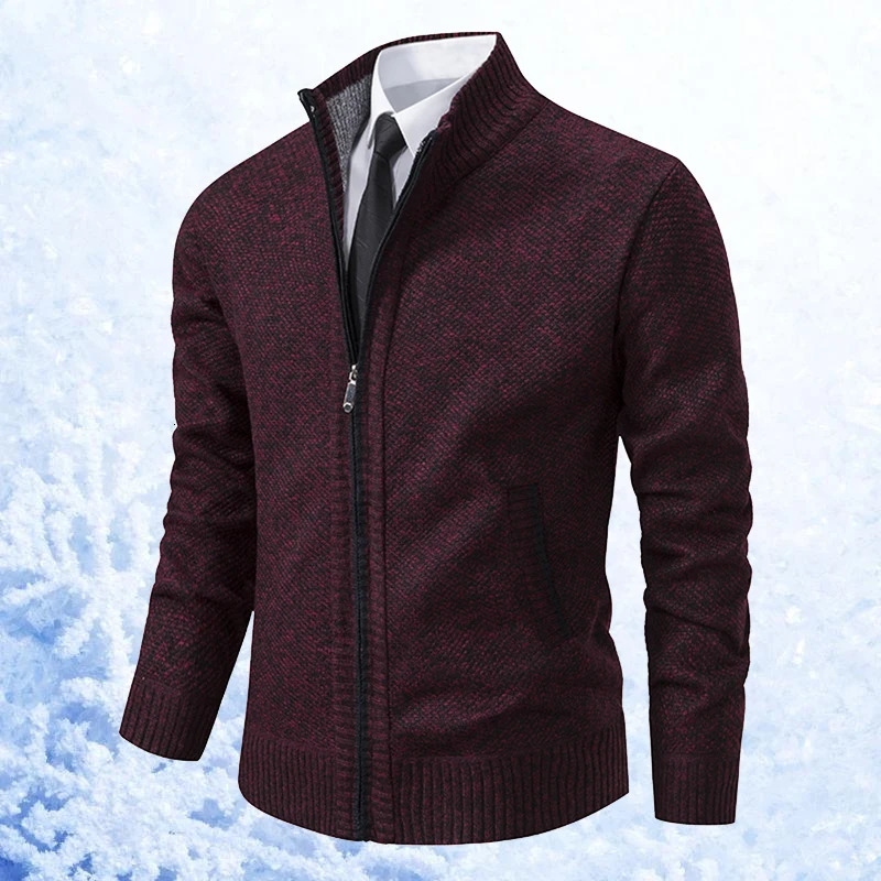 2023 Fall and Winter Mens Cardigan Jacket Sweater Zipper Standup Collar Knitted Thickened 250311