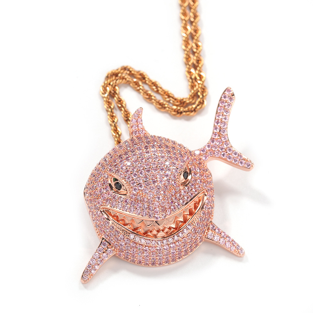 6ix9ine same moissanite shark pendant mens hip hop personality fashion brand Necklace nightclub accessories