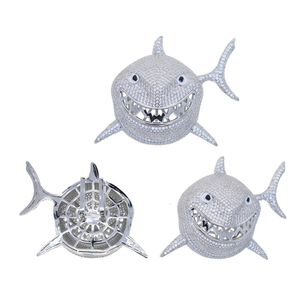 Factory Price Punk Jewelry Fashionable Cuban Iced Out Shark Pendant Pendant Necklace for Men Gift